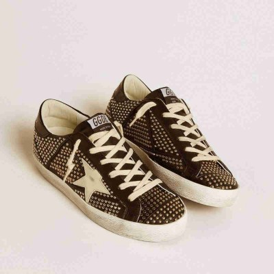 Golden Goose Super-Star Sneakers In Studded Black Nappa With White Leather Star