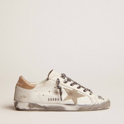 Golden Goose Super-Star Sneakers In White Leather With Gray Suede Star