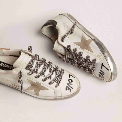 Golden Goose Super-Star Sneakers In White Leather With Gray Suede Star