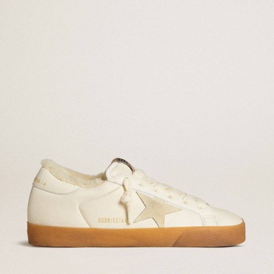 Golden Goose Super-Star Sneakers In White Nappa With Suede Star And Shearling Lining