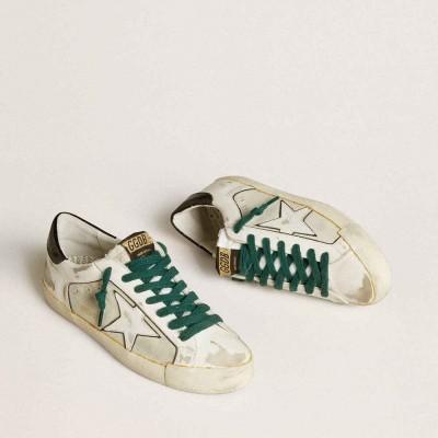 Golden Goose Super-Star Sneakers LAB In White Leather With White Star And Black Heel Tab