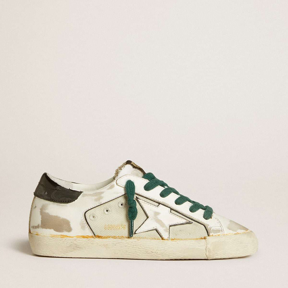 Golden Goose Super-Star Sneakers LAB In White Leather With White Star And Black Heel Tab