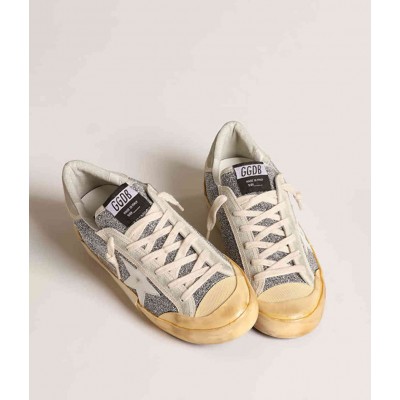Golden Goose Super-Star Sneakers LAB With White Star And Swarovski Glitter Upper