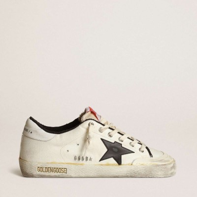 Golden Goose Super-Star LTD Sneakers In Beige Canvas With Black Star