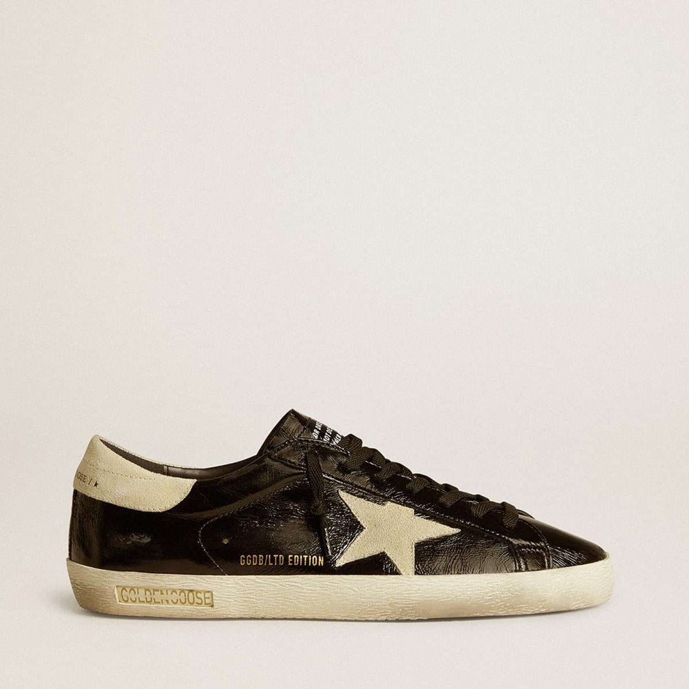 Golden Goose Super-Star LTD Sneakers In Black Patent Leather With Suede Star And Heel Tab