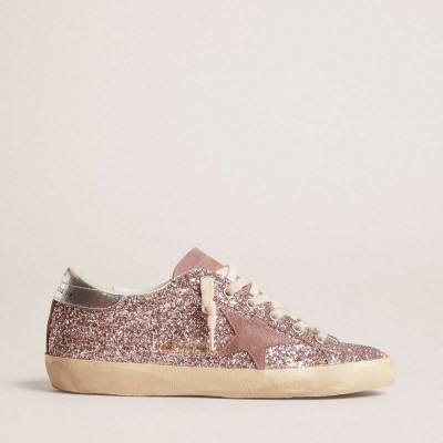 Golden Goose Super-Star LTD Sneakers In Glitter With Suede Star And Silver Heel Tab