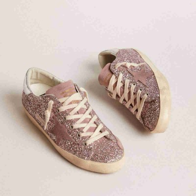 Golden Goose Super-Star LTD Sneakers In Glitter With Suede Star And Silver Heel Tab