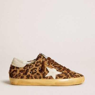 Golden Goose Super-Star LTD Sneakers In Leopard-print Pony Skin With Leather Star And Heel Tab