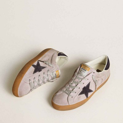 Golden Goose Super-Star LTD Sneakers In Lilac Suede With Midnight Blue Suede Star And Heel Tab