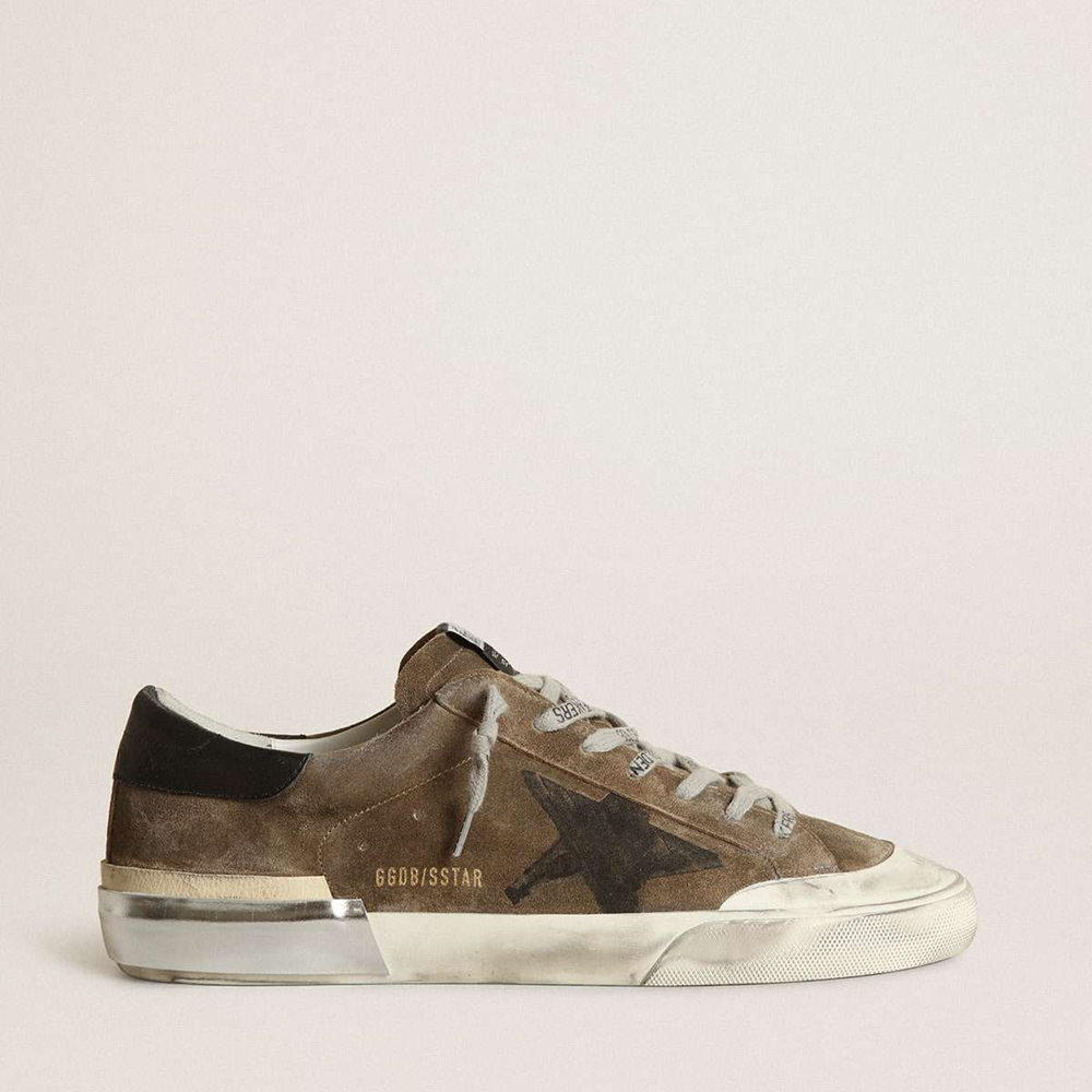 Golden Goose Super-Star LTD Sneakers In Military-green Suede With Screen-printed Star