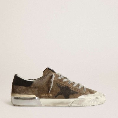 Golden Goose Super-Star LTD Sneakers In Military-green Suede With Screen-printed Star