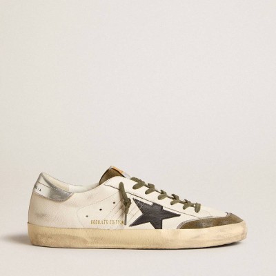 Golden Goose Super-Star LTD Sneakers In Nappa Leather With Black Leather Star And Silver Heel Tab