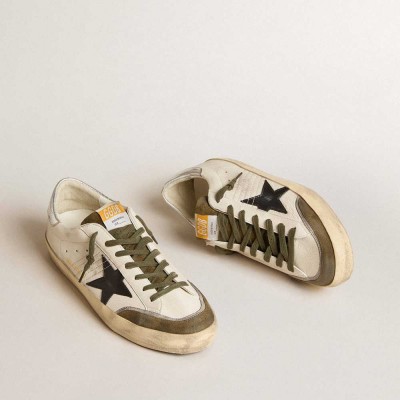 Golden Goose Super-Star LTD Sneakers In Nappa Leather With Black Leather Star And Silver Heel Tab