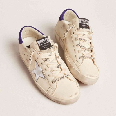 Golden Goose Super-Star LTD Sneakers In Nappa With Metallic Star And Purple Suede Heel Tab