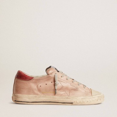 Golden Goose Super-Star LTD Sneakers In Pink Nubuck With Perforated Star And Leather Heel Tab