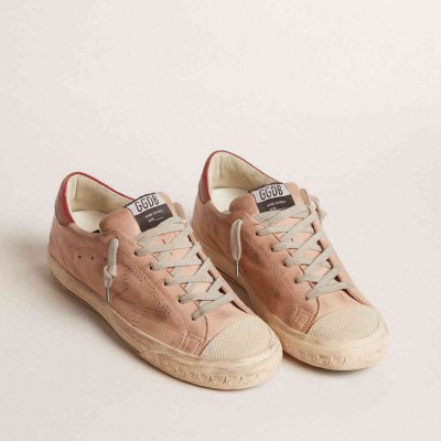 Golden Goose Super-Star LTD Sneakers In Pink Nubuck With Perforated Star And Leather Heel Tab