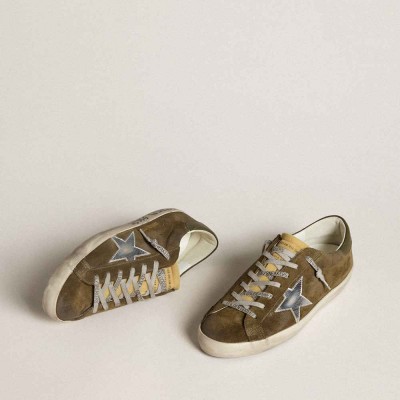 Golden Goose Super-Star LTD Sneakers In Suede With Metallic Leather Star And Leather Heel Tab