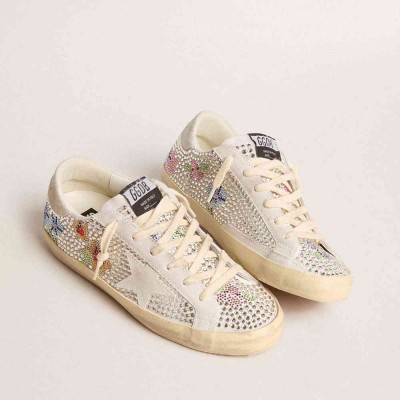 Golden Goose Super-Star LTD Sneakers In Swarovski Crystals With Suede Star And Heel Tab