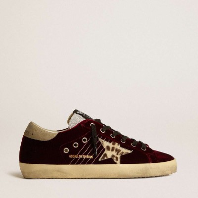 Golden Goose Super-Star LTD Sneakers In Velvet With Pony Skin Star And Glitter Tongue
