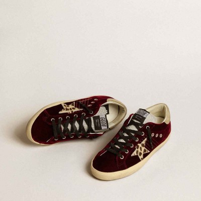 Golden Goose Super-Star LTD Sneakers In Velvet With Pony Skin Star And Glitter Tongue