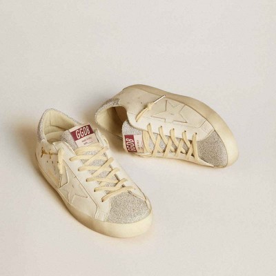 Golden Goose Super-Star LTD Sneakers In White Leather With Swarovski Micro-crystal Inserts