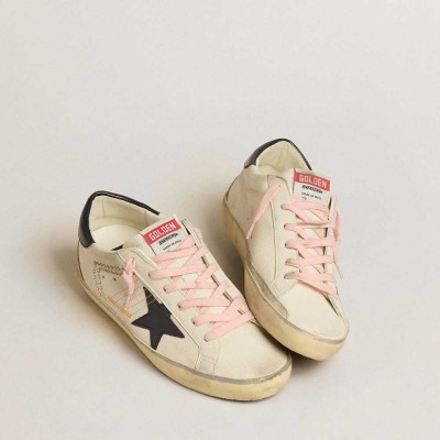 Golden Goose Super-Star LTD Sneakers With Blue Leather Star And Decorative Studs