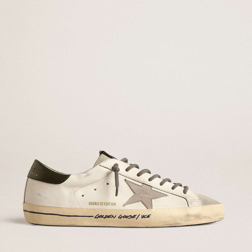 Golden Goose Super-Star LTD Sneakers With Croc-print Star And Green Heel Tab