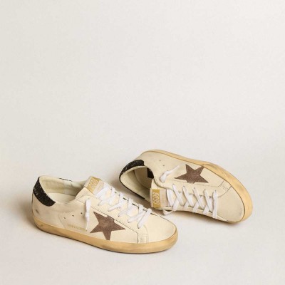 Golden Goose Super-Star LTD Sneakers With Laminated Leather Star And Black Glitter Heel Tab