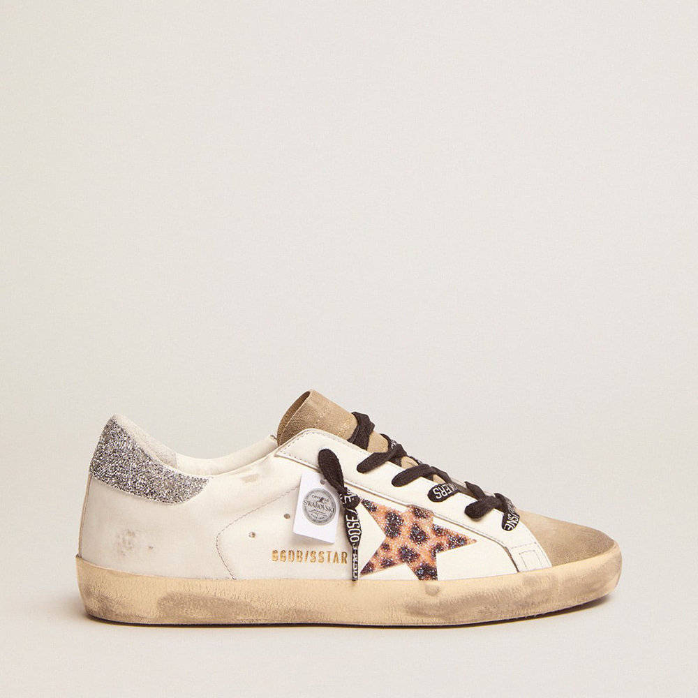Golden Goose Super-Star LTD Sneakers With Leopard Print And Swarovski Crystal Star
