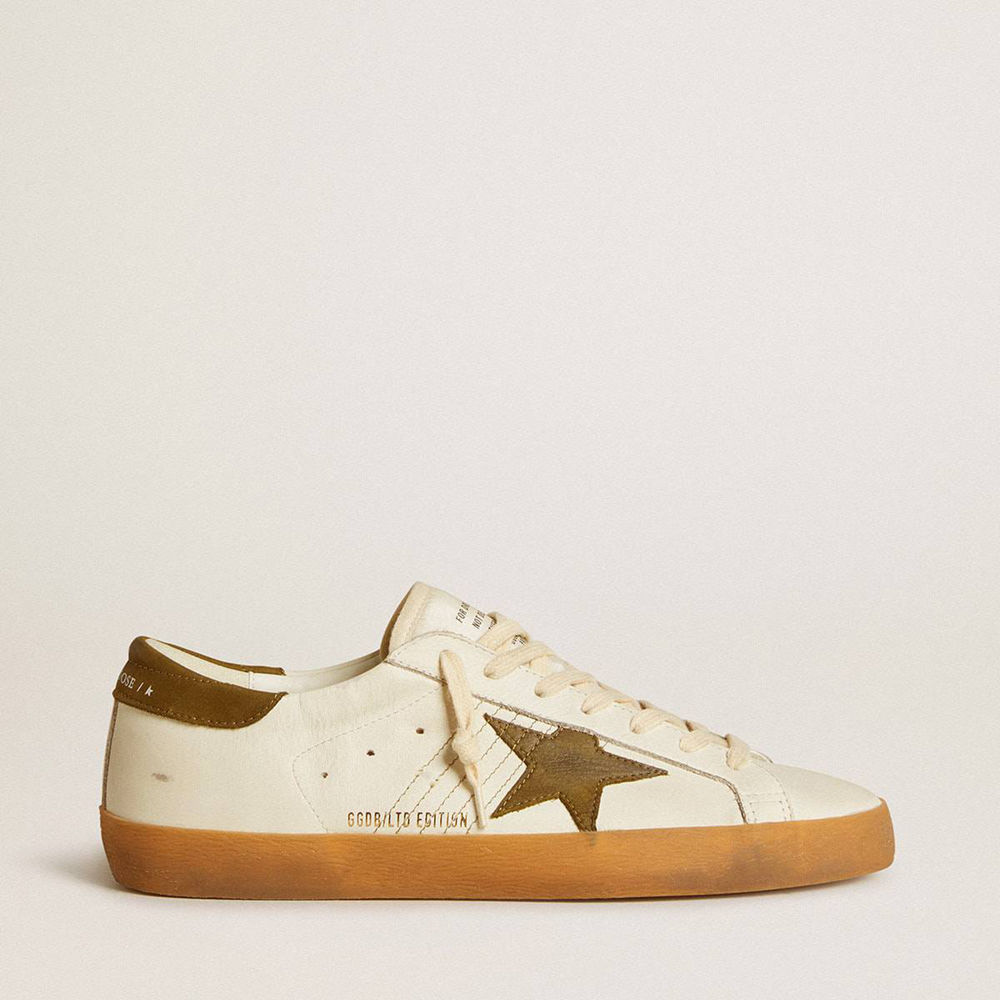 Golden Goose Super-Star LTD Sneakers With Military Green Nubuck Star And Heel Tab