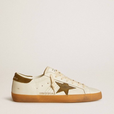 Golden Goose Super-Star LTD Sneakers With Military Green Nubuck Star And Heel Tab