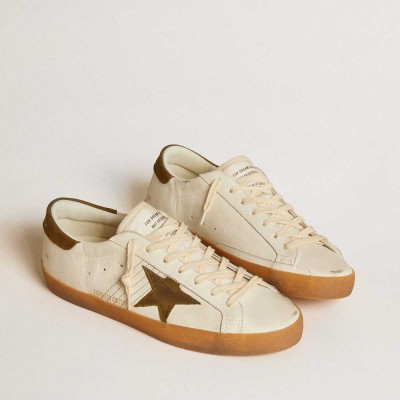 Golden Goose Super-Star LTD Sneakers With Military Green Nubuck Star And Heel Tab