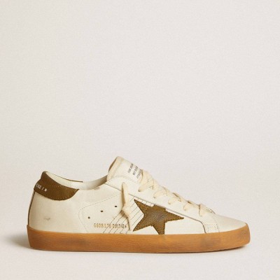 Golden Goose Super-Star LTD Sneakers With Military Green Nubuck Star And Heel Tab