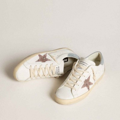 Golden Goose Super-Star LTD Sneakers With Multicolor Glitter Star And Suede Heel Tab