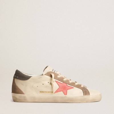Golden Goose Super-Star LTD Sneakers With Pink Gabardine Star And Gray Suede Heel Tab