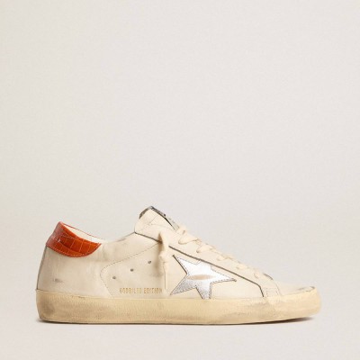 Golden Goose Super-Star LTD Sneakers With Silver Leather Star And Croc-print Leather Heel Tab