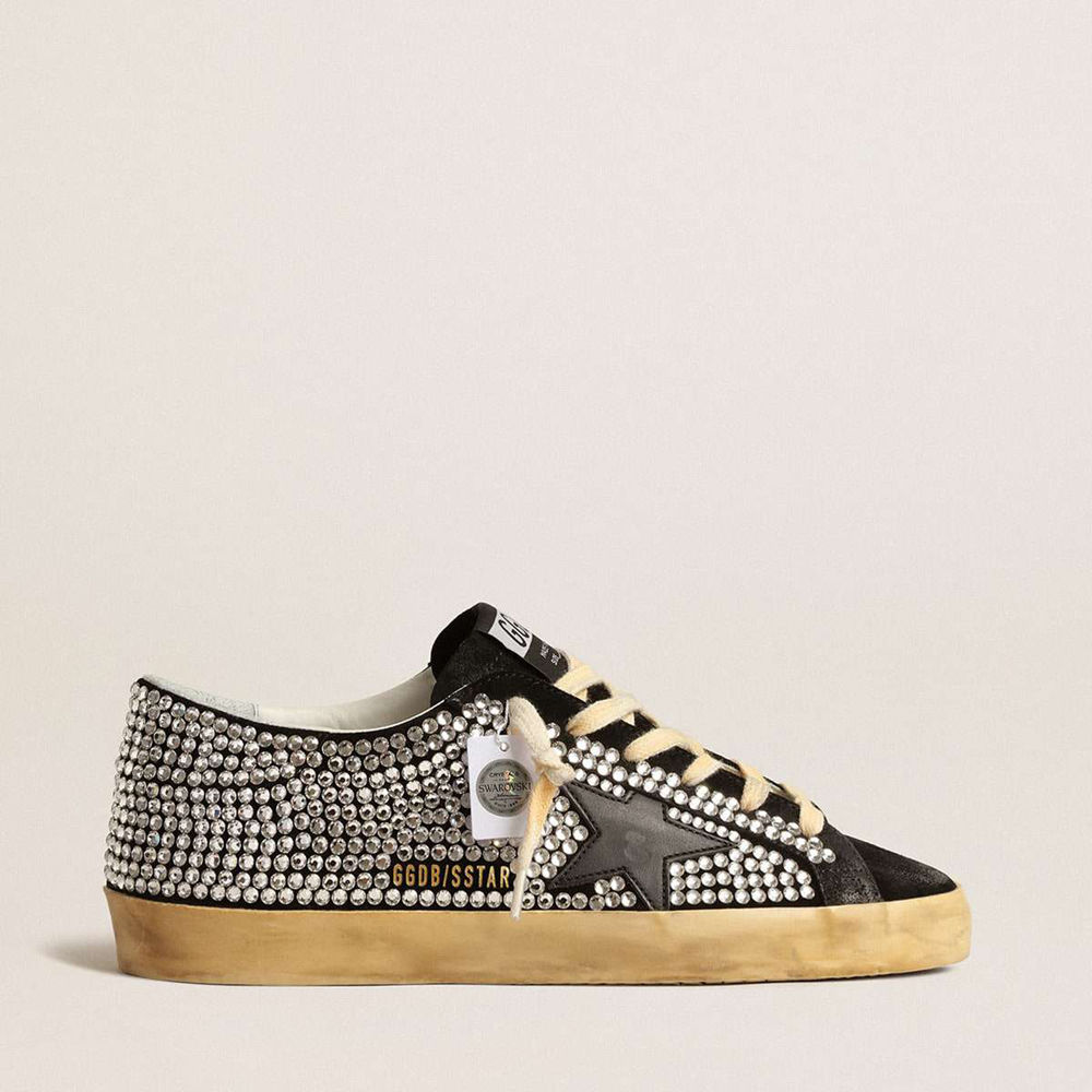 Golden Goose Super-Star LTD Sneakers With Swarovski Crystals And Black Leather Star