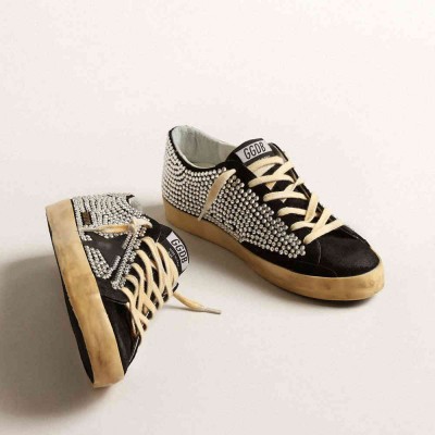 Golden Goose Super-Star LTD Sneakers With Swarovski Crystals And Black Leather Star