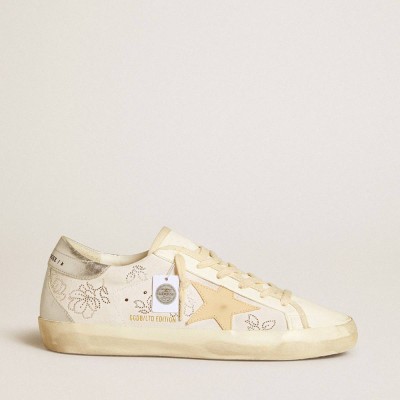 Golden Goose Super-Star LTD Sneakers With Swarovski Crystals And Smoke Gray Leather Star