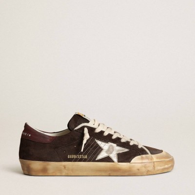 Golden Goose Super-Star Sneakers Penstar Sneakers In Brown Suede With A Platinum Star