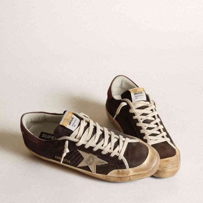 Golden Goose Super-Star Sneakers Penstar Sneakers In Brown Suede With A Platinum Star