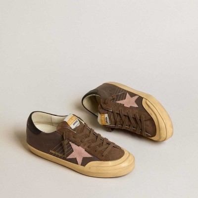 Golden Goose Super-Star Sneakers Penstar LTD Sneakers In Brown Leather With Pink Suede Star