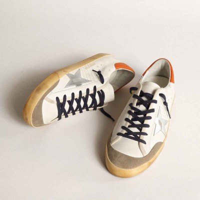 Golden Goose Super-Star Sneakers Penstar Sneakers With Silver Star And Orange Heel Tab