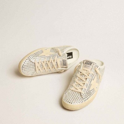 Golden Goose Super-Star Sneakers Sabots LTD In Swarovski Crystals With White Leather Star