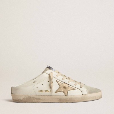 Golden Goose Super-Star Sneakers Sabots With Platinum Star And Ice-gray Suede Tongue