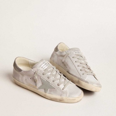 Golden Goose Super-Star Sneakers Sneakers In Gray-white Glitter-effect Leather With Leather Star