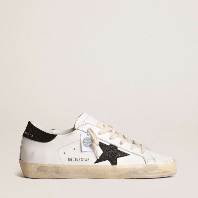 Golden Goose Super-Star Sneakers With A Black Swarovski Crystal Star And Heel Tab