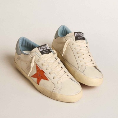Golden Goose Super-Star Sneakers With Crocodile-print Star And Silver-blue Heel Tab