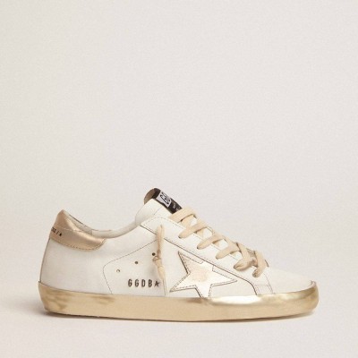 Golden Goose Super-Star Sneakers With Gold Sparkle Foxing And Metal Stud Lettering