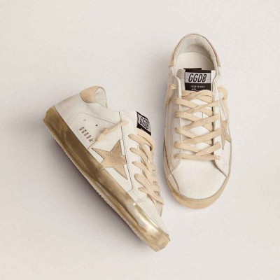 Golden Goose Super-Star Sneakers With Gold Sparkle Foxing And Metal Stud Lettering